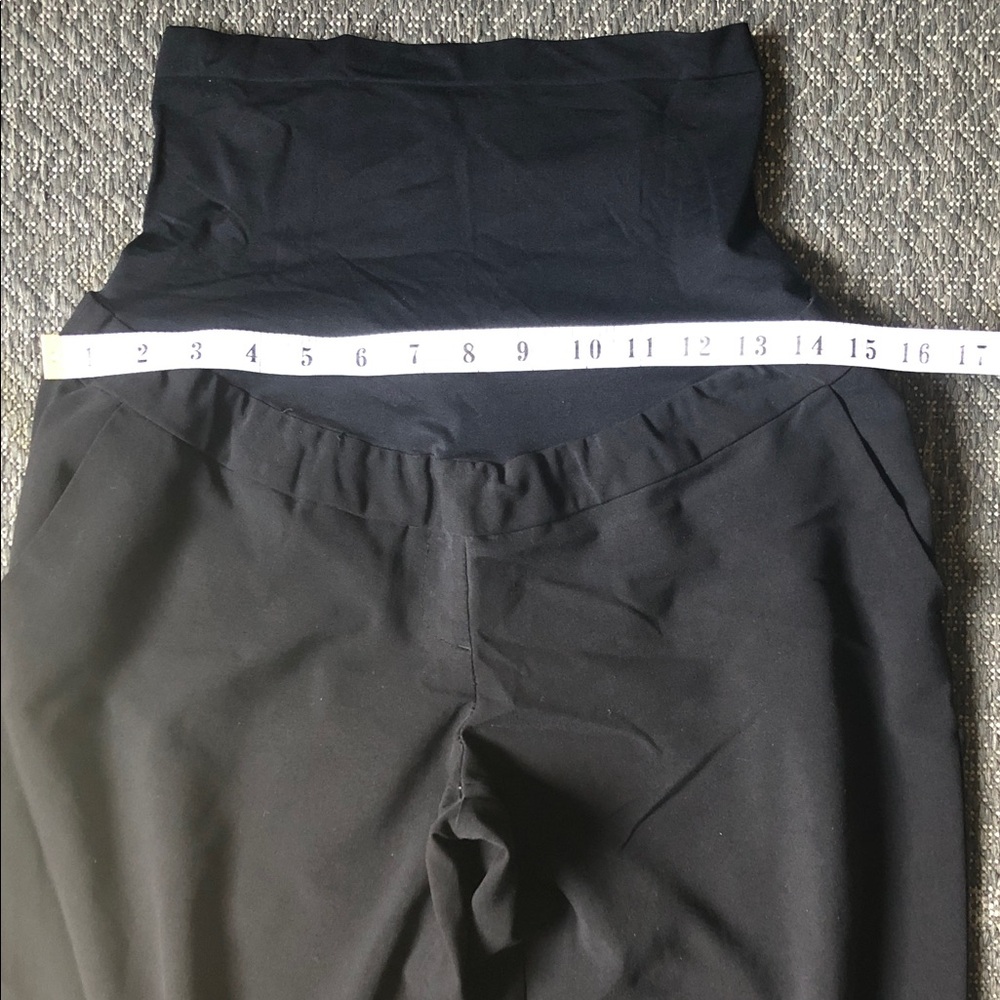 Women's Black Straight-Leg Maternity/Jumpsuit Pants with Fold-Over Waist - Picture 6 of 10